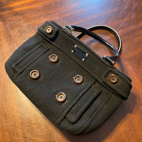 Kate Spade Black Wool Satchel with Button Accents - Picture 1 of 7